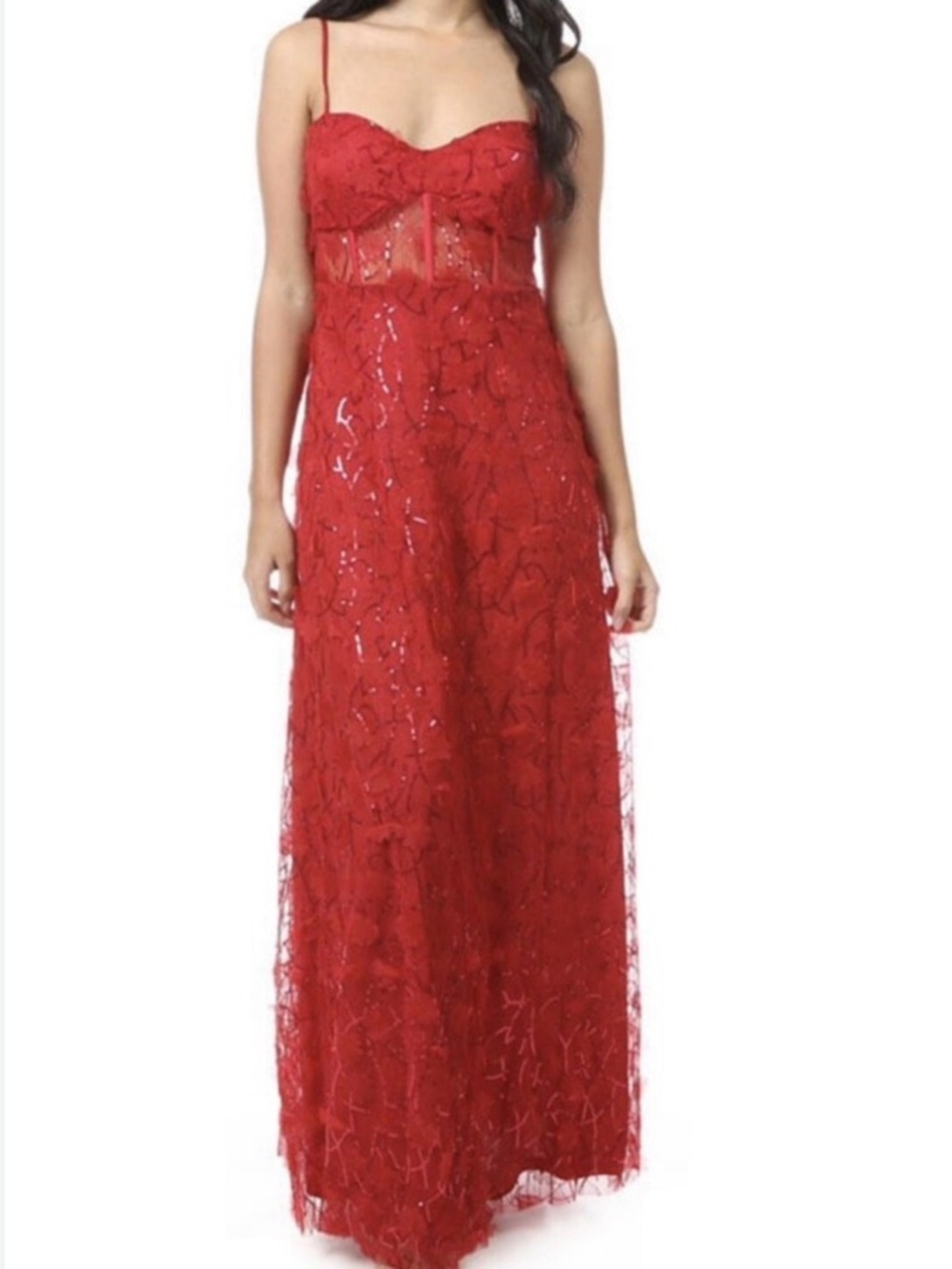 $178 Sheer Corset Dress Floral Spaghetti Strap Prom Sz 7/8 Jump Apparel NWT